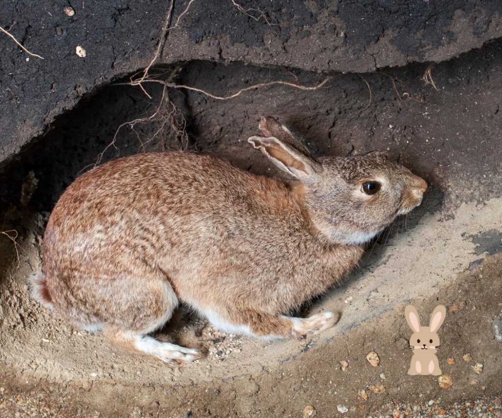 konijn in het wild onder de grond
