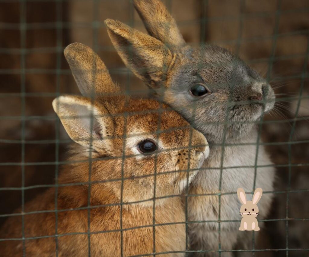 konijnen koppel in hok